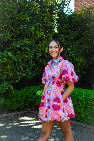 Bright Botanicals Bubble Hem Dress