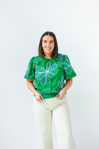 Blooming in Blue Floral Embroidered Top