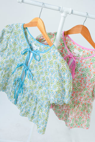Knot So Shy Floral Tie Front Top