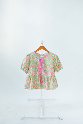 Knot So Shy Floral Tie Front Top