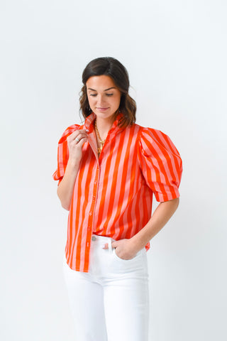 Karlie Stripe Button Up Top