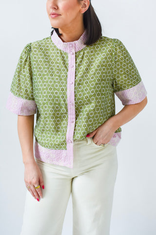 Pink and Planted Embroidered Top