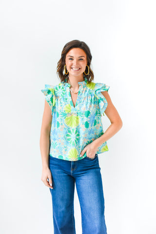 Key Lime Cutie Floral Top