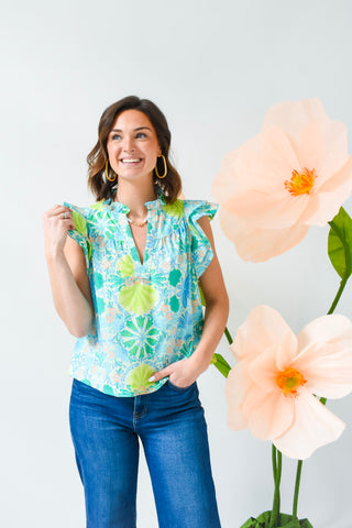 Key Lime Cutie Floral Top