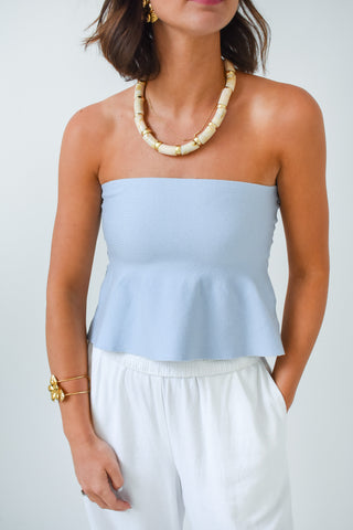 Ellie Strapless Knit Peplum Top