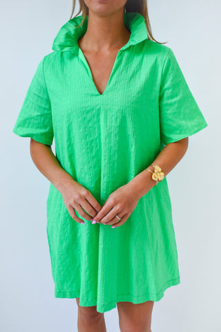 On The Green Ruffle Collar Dress