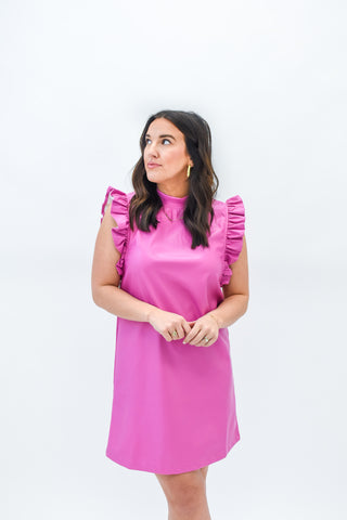 Edgy Elegance Faux Leather Dress