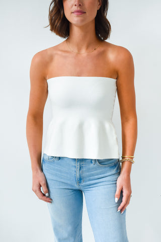 Ellie Strapless Knit Peplum Top