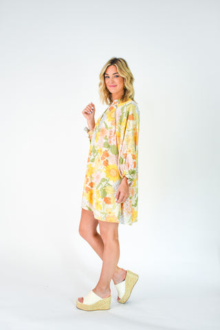 Natural Garden Floral Button Up Dress