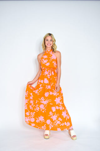 Meet Me At The Halter Floral Maxi Dress
