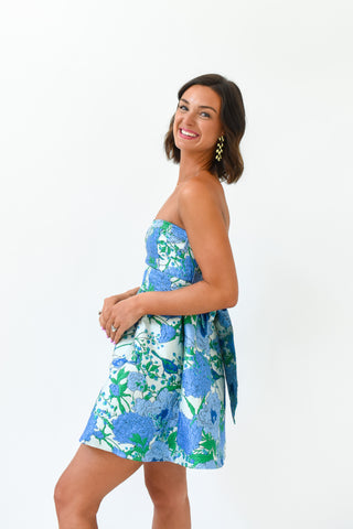 Bow-tiful in Bloom Strapless Jacquard Dress