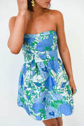 Bow-tiful in Bloom Strapless Jacquard Dress