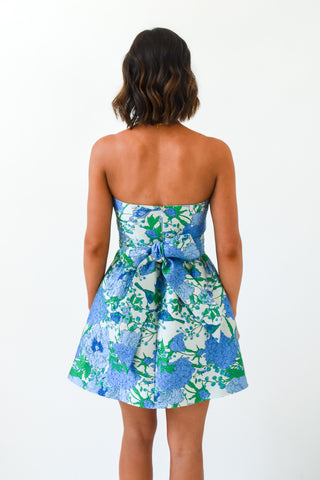 Bow-tiful in Bloom Strapless Jacquard Dress