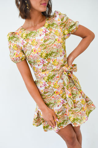 The Garden Party Belted Jacquard Dress