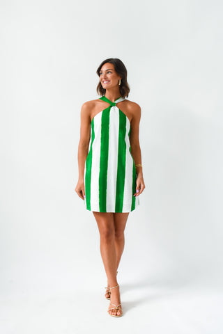 Stripe and Shine Halter Dress