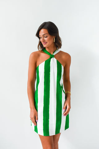 Stripe and Shine Halter Dress