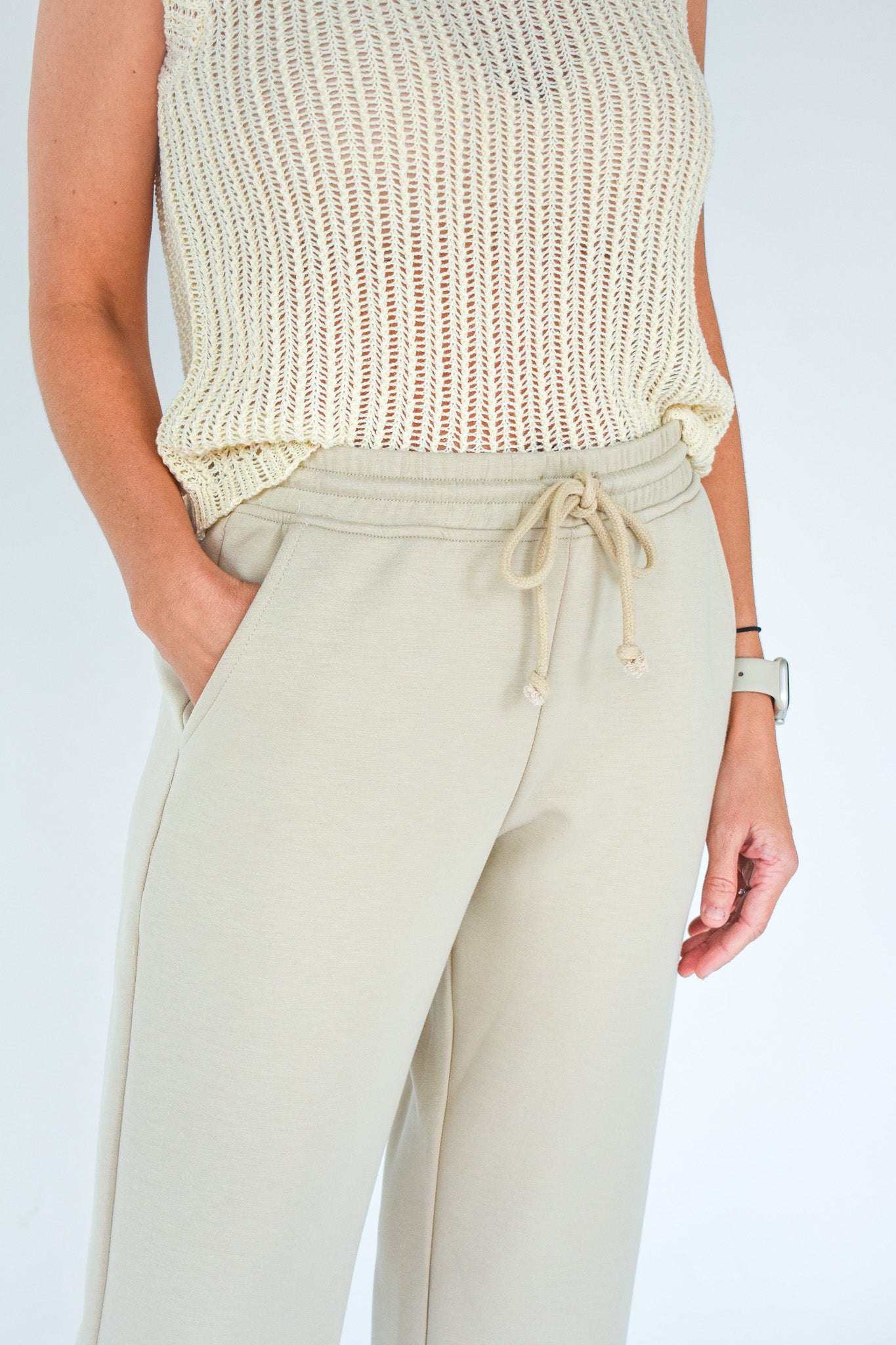 Basic Bae Full Size Air Scuba Drawstring High Waist Cropped Pants