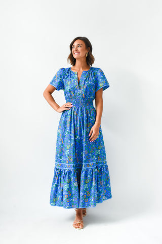 Blue Meadow Floral Midi Dress