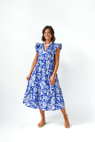 Forever Floral Tie Waist Midi Dress