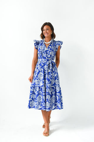 Forever Floral Tie Waist Midi Dress