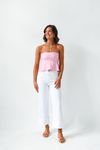 Ellie Strapless Knit Peplum Top