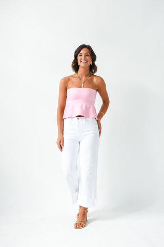 Ellie Strapless Knit Peplum Top