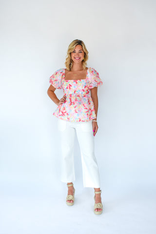Forever Floral 3D Mesh Babydoll Top