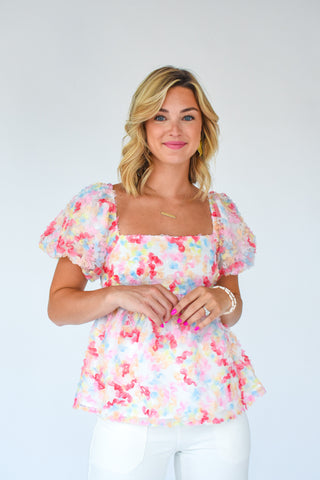 Forever Floral 3D Mesh Babydoll Top