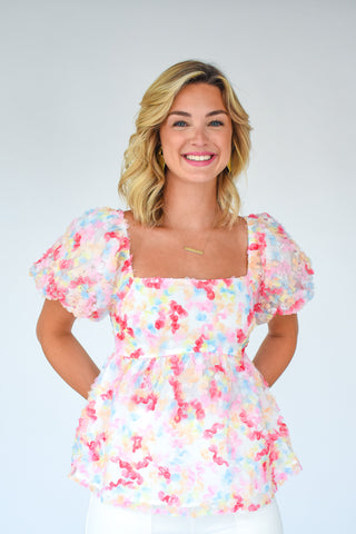 Forever Floral 3D Mesh Babydoll Top
