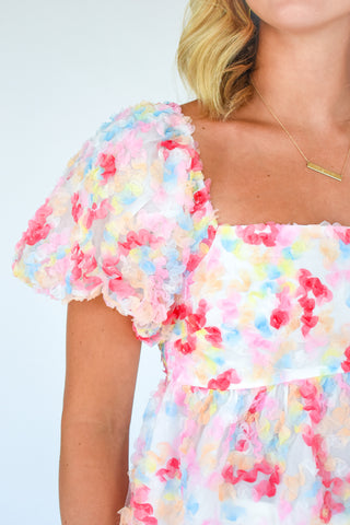 Forever Floral 3D Mesh Babydoll Top