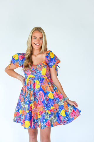 Fruit And Frill Printed Dress
