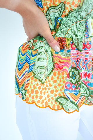 I'm In Paradise Tropical Print Peplum Top