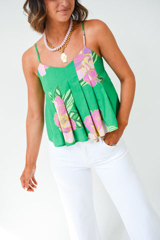 Floral Flirt Pleated Top