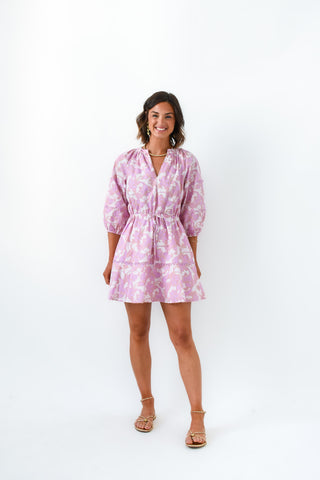 Daney Floral Split Neck Mini Dress