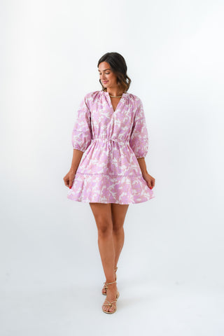 Daney Floral Split Neck Mini Dress
