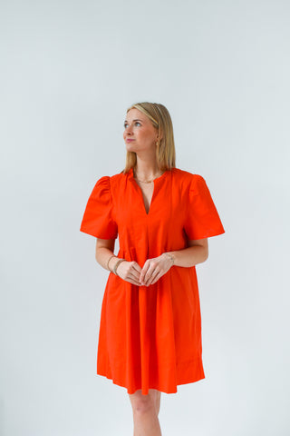 Coral Crush V-Neck Dress