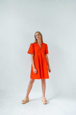 Coral Crush V-Neck Dress