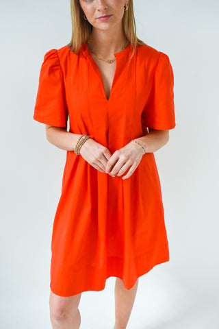 Coral Crush V-Neck Dress