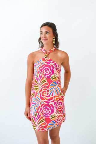 Nomi Floral Amory Halter Mini Dress