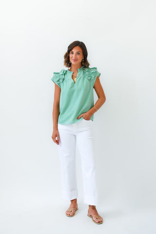 Tamara Gingham Split Neck Top