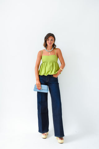 Mid Rise Dark Wash Wide Leg Jeans