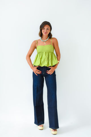 Mid Rise Dark Wash Wide Leg Jeans