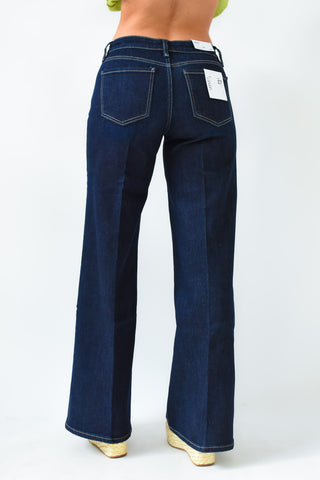 Mid Rise Dark Wash Wide Leg Jeans