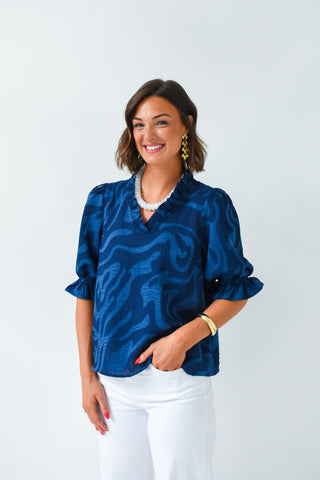 Ruffle And Roar Textured Top