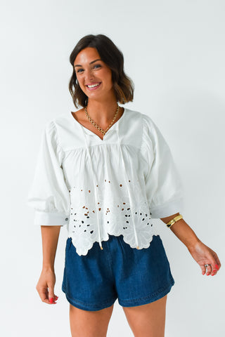 Eyelet It Bloom Top