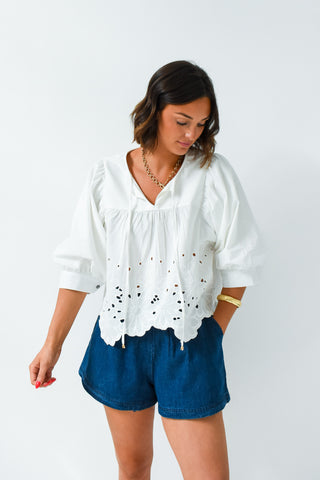 Eyelet It Bloom Top