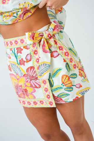 Boom Bloom Floral Wrap Front Skort