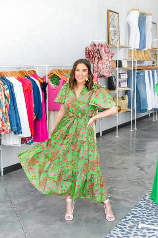 Jade Floral Tiered Shift Midi Dress
