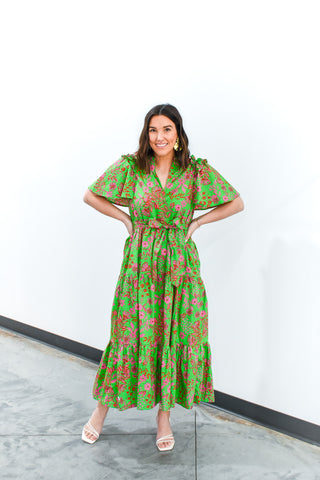Jade Floral Tiered Shift Midi Dress