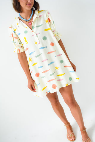 Karlie Multi Fish Pleat Back Dress